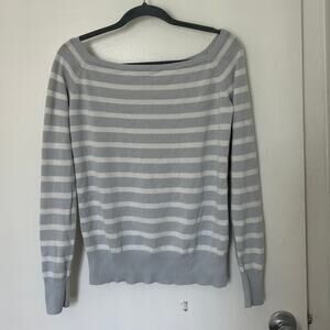 Brandy Melville Blue/White Striped Boat-Neck Sweater